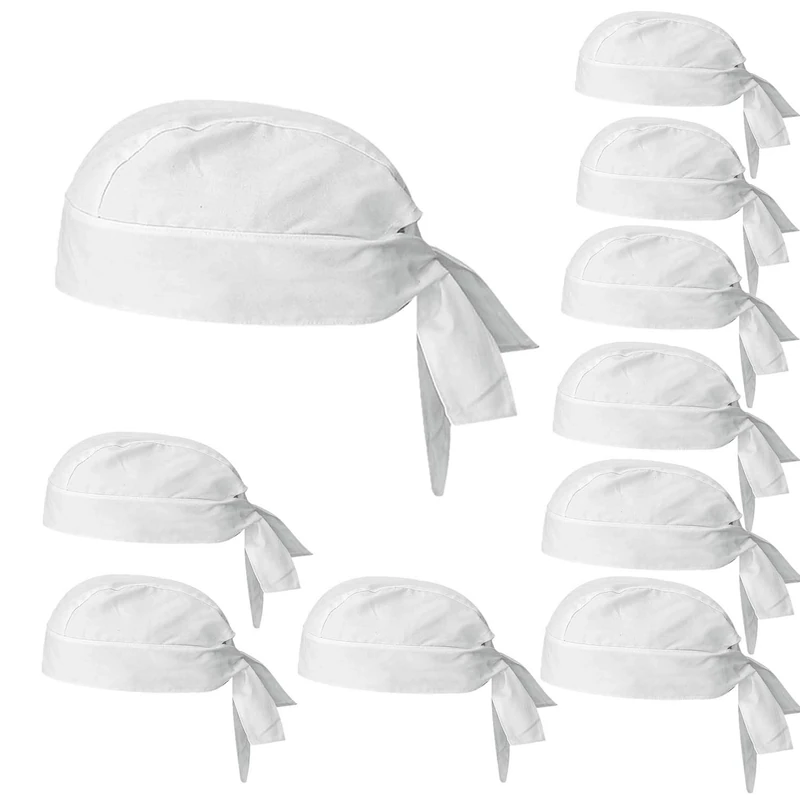 MISEMIYA Unisex Gorro Chef Bandana 926 Chef Bandana Hat Not Applicable, White, Pack 10 Pcs - Image 1