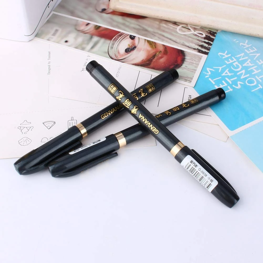 Nitrip Calligraphy Pens, 3pcs Artist Calligraphy Pen, Chinese Japanese Calligraphy Brush Ink Pen Lettering Pens Markers Writing Drawing Tool Craft,Black