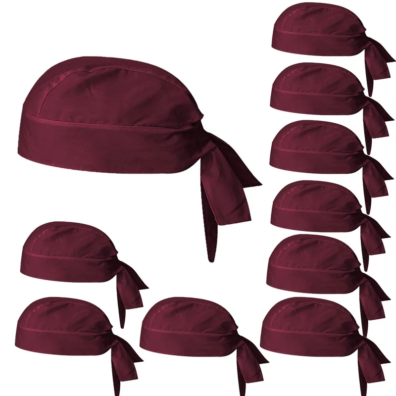 MISEMIYA Unisex Gorro Chef Bandana 926 Chef Bandana Hat Not Applicable, Garnet, Pack 10 Pcs