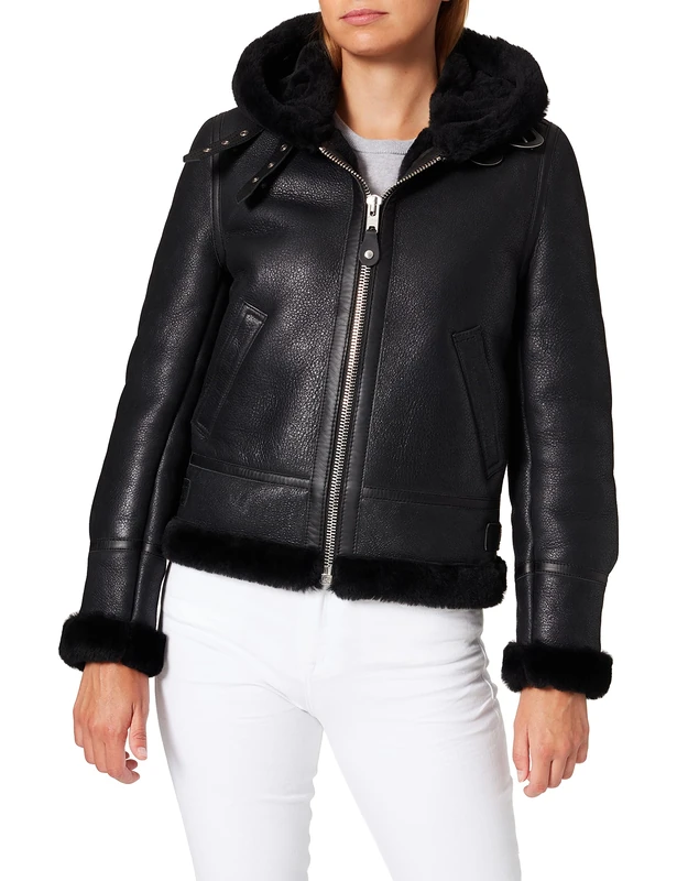 Schott NYC Women's Lcw1257h Leather Jacket, Noir (Black 90), X-Small