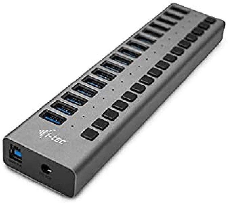 i-tec Powered USB Hub, USB 3.0 Hub with 16 Ports Dedicated to Charging with On/Off Switches - USB 3.0 Hub with External Power Supply 90W