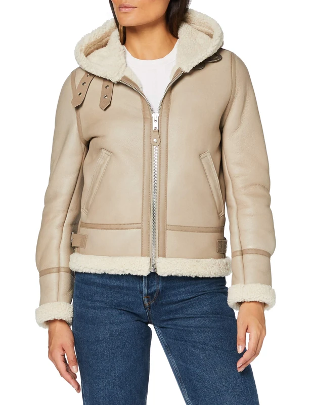 Schott NYC Women's Lcw1257h Leather Jacket Not Applicable, Lightbeige, Small