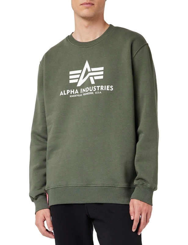 Alpha Industries Basic Hoody Hooded Sweat for Men Dark Olive