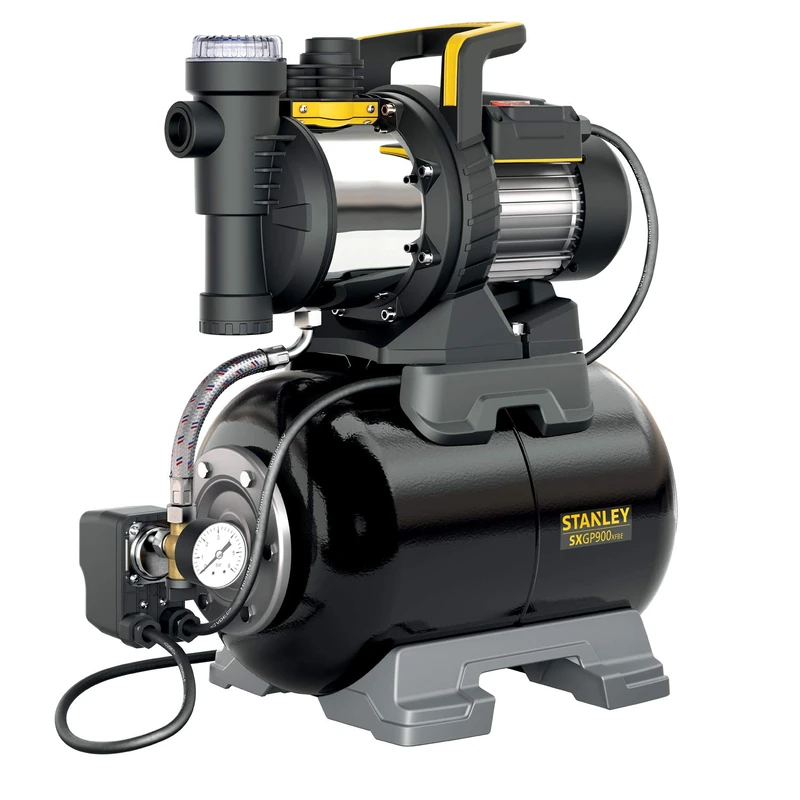 STANLEY SXGP900XFBE Self-Priming Pump with Clear Water Reservoir (900 W, Max. Flow Rate 3,300 l/h, Max. Flow Height 42 m) - Image 1