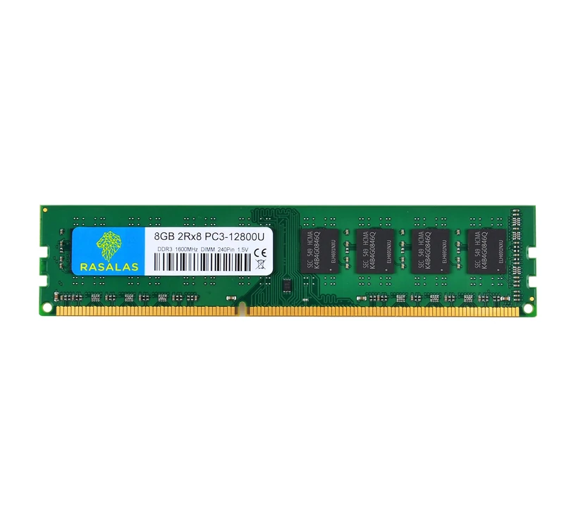8GB DDR3, Rasalas 8GB 1600MHZ PC3 12800U 1.5V CL11 2Rx8 PC3 Ram 1600 Dual Rank Unbuffered 240 Pin DDR3 UDIMM Desktop Memory