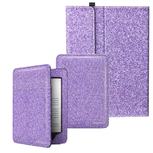 MoKo Case for Microsoft Surface Pro 12 Inch 1st Edition 2025, Lightweight Protective Business Cover with Multi-Angle Stand & Stylus Holder, Compatible with Type Cover Keyboard, Purple Glitter