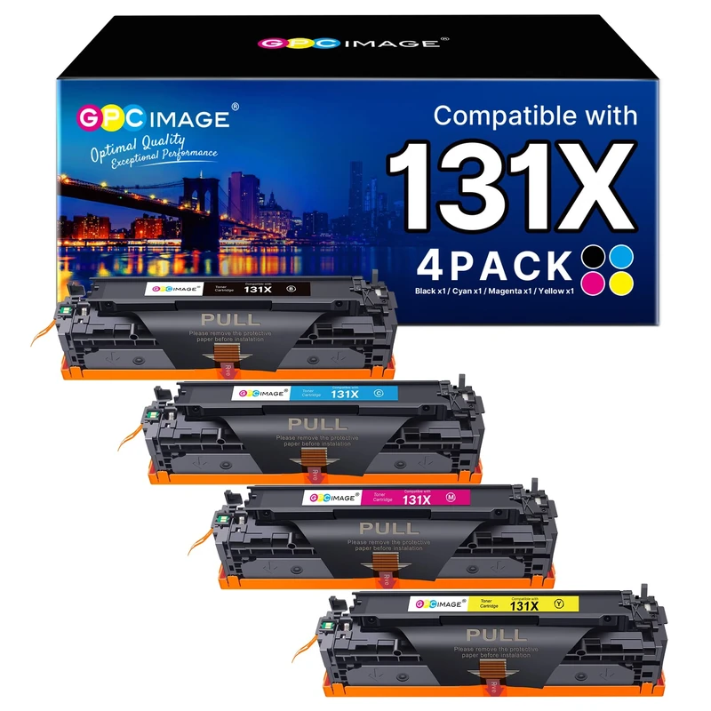 GPC Image Toner Cartridges Replacement for HP 131X 131A CF210X CF211X CF213X CF212X Compatible with LaserJet Pro 200 color M251n M251nw MFP M276n M276nw (Black Cyan Magenta Yellow,4-Pack)