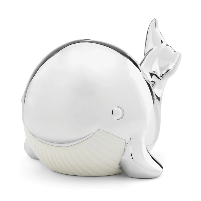 Reed & Barton Mystic Sea Whale Bank, Silver-Plated, Metallic, 1.25 lb
