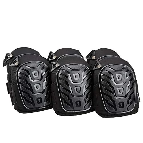 Amazon Basics Professional Knee Pads, Heavy Duty Foam Padding, Comfortable Gel Cushion, Adjustable Easy-Fix Clips, Black, 6 Pairs