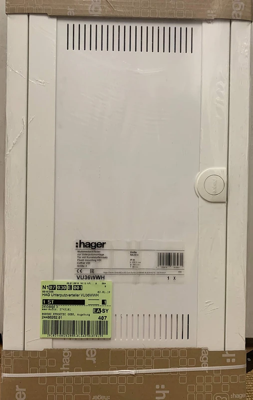 Hager VU36WWH VU36WWH Multimedia Distributor Flush-Mounted Number of Rows = 3 Contents 1 Piece