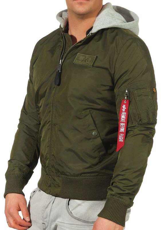 Alpha Industries MA-1 TT Hood Bomber Jacket for Men Dark Green