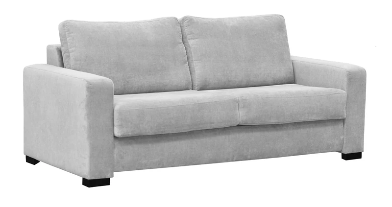 Sofas and More Sofa Bed 3 Seater Paris Grey Cream Velour Fabric (Light Grey)