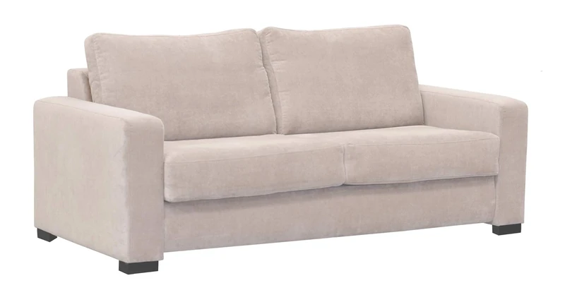 Sofas and More Sofa Bed 3 Seater Paris Grey Cream Velour Fabric (Cream)