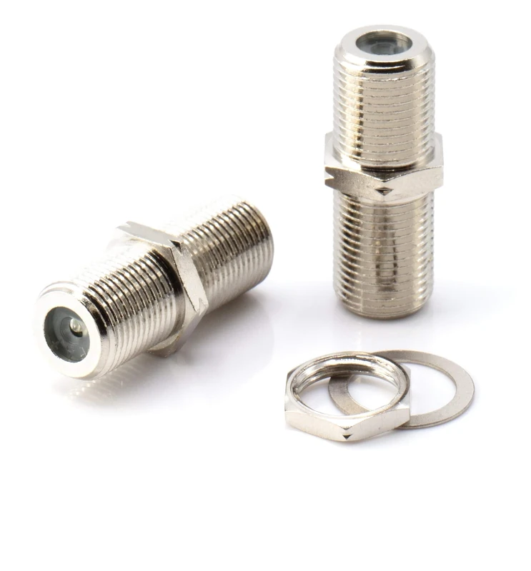 THE CIMPLE CO Cable Extension Coupler, with Washer and Nut - 100 Pack - Works with Wall Plates - Connects Two Coaxial Video Cables, for Coax F81 (Female to Female) 75 Ohm, 2.3Mhz-3GHz Satellite, CATV