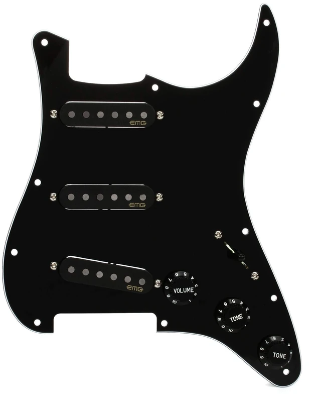 EMG ST-65 Alnico 5 Passive Prewired Strat Pickguard Set, Black (6766.00)