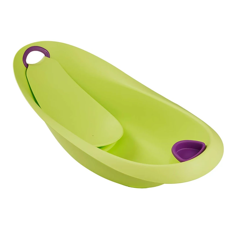 keeeper Hippo Natalia Ergonomic Baby Bath with Soft Handle, Plug and Anatomically Shaped Bath Seat, from 0 to 6 Months, Green