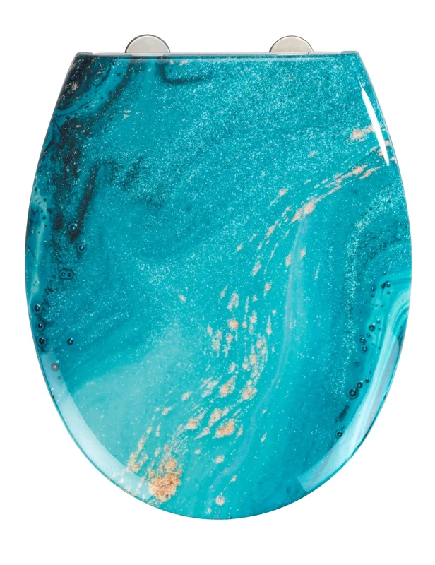 WENKO Premium toilet seat Stream - antibacterial toilet lid, soft closing mechanism, 350 kg load capacity, Duroplast, 37 x 44.5 cm, Multicoloured