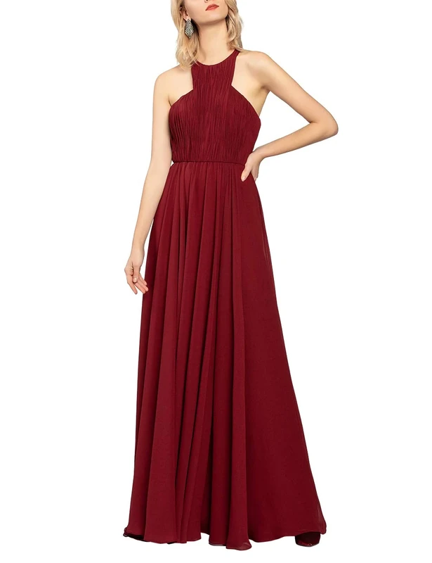 APART Fashion Women's Chiffon Dress Party, Red (Bordeaux Bordeaux), 14 (Size: 40)
