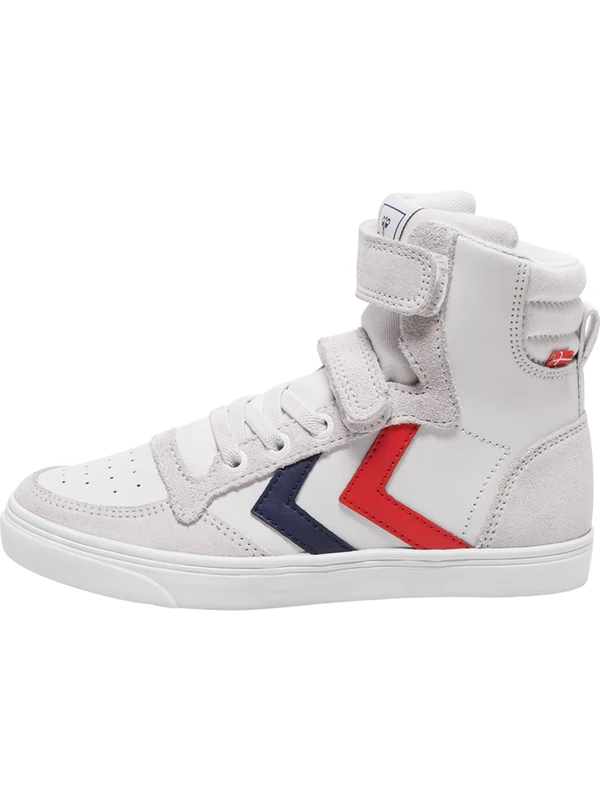 Hummel Unisex Kid's Slimmer Stadil Leather High Jr Hi-Top Trainers, White, 6.5 UK Child