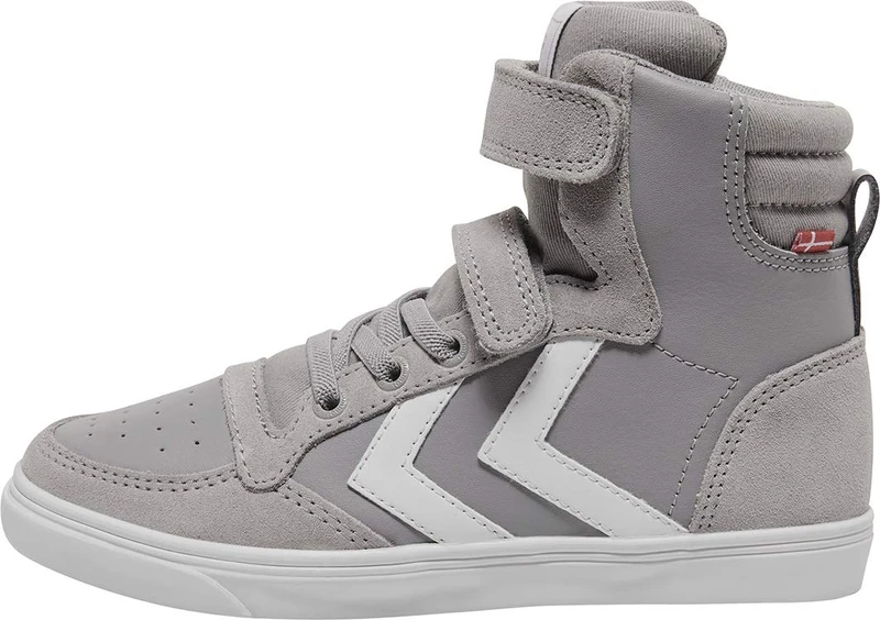 Hummel Unisex Kid's Slimmer Stadil Leather High Jr Hi-Top Trainers, Grey Alloy, 4 UK Child