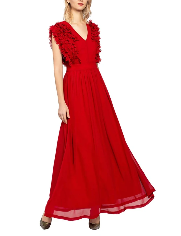 APART Fashion Women's Chiffon Dress Party, Red (Lipstick-Red Lipstick-Red), 8 (Size: 34)