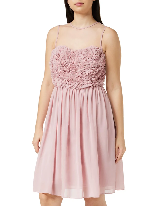 APART Fashion Women's Chiffon Dress with Flowers Party Dress Not Applicable, Pink (Powder Powder), 14 (Manufacturer Size: 40)