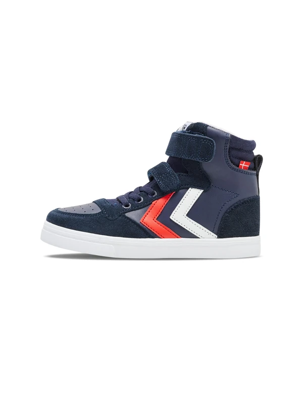 Hummel Unisex Kid's Slimmer Stadil Leather High Jr Hi-Top Trainers, Blue Peacoat, 3.5 UK Child