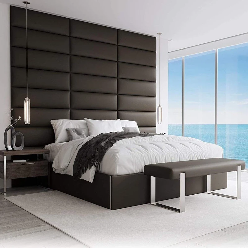 VANT Upholstered Headboards - Accent Wall Panels - Packs of 4 - Easy to Install - Single & Double bed Size Headboard (76cm Wide, Vintage Leather Saddle Brown)