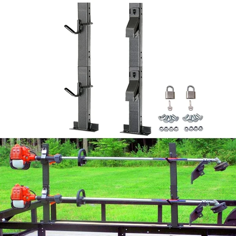 ELITEWILL 2 Place Locking Trimmer Rack Trim line Holder Fit for Open Landscape Trailers Racks