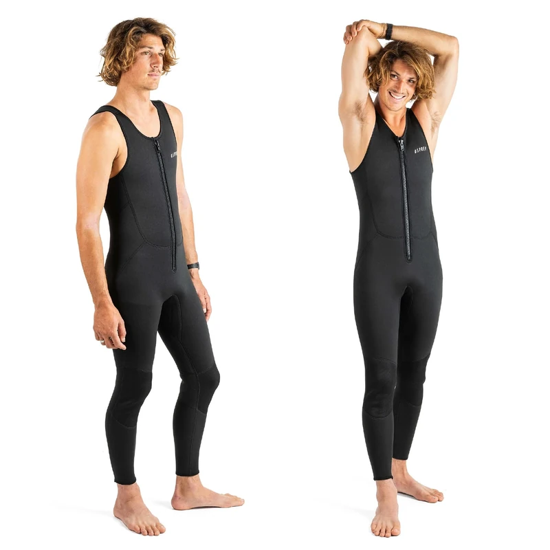 Osprey Mens 3mm Long John Sleeveless Wetsuit with Front Zip and Ergonomic Panelling– Non-Sleeve Watersport Paddleboarding Sailing Suit