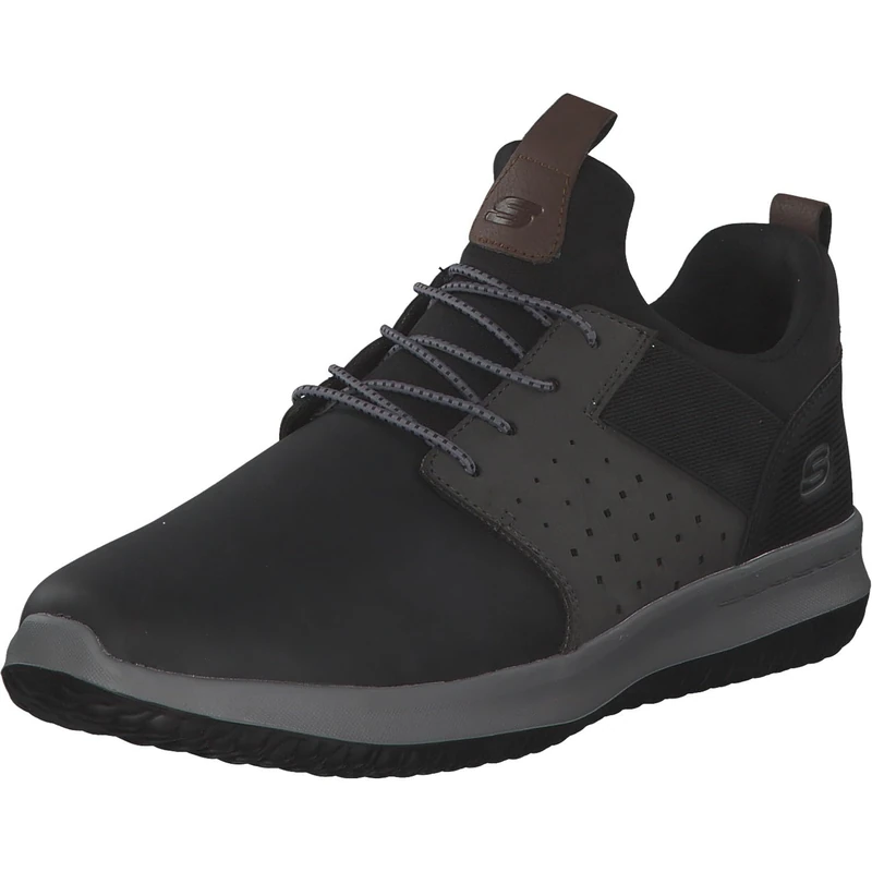 Skechers DELSON AXTON, Men's Delson Axton Trainers, Black (Black Gray Leather Bkgy), 6.5 UK (40 EU)