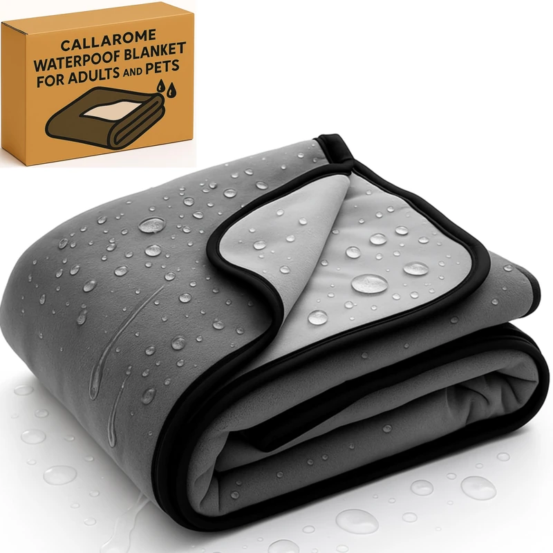 Callarome Waterproof Blanket Cover 80”x90” for Adults, Dogs, Cats or Any Pets - 100% Waterproof Furniture or Mattress Protector – Large Size for Twin, Queen, King Beds (Warm Gray/Cool Gray)