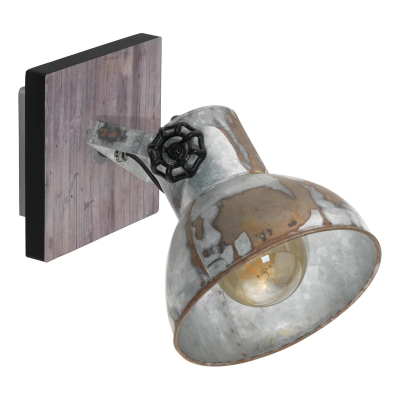 Eglo Barnstaple Vintage Ceiling Lamp, Industrial Design Ceiling Spotlight, Zinc Steel Retro Wall Lamp, Brown-Patina Coloured Wall Lighting, E27 Socket