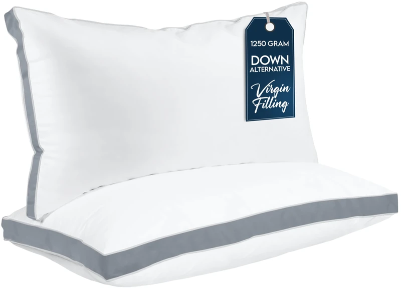 Utopia Bedding Bed Pillows for Sleeping King Size (Grey), Set of 2, Cooling Hotel Quality, Gusseted Pillow for Back, Stomach or Side Sleepers