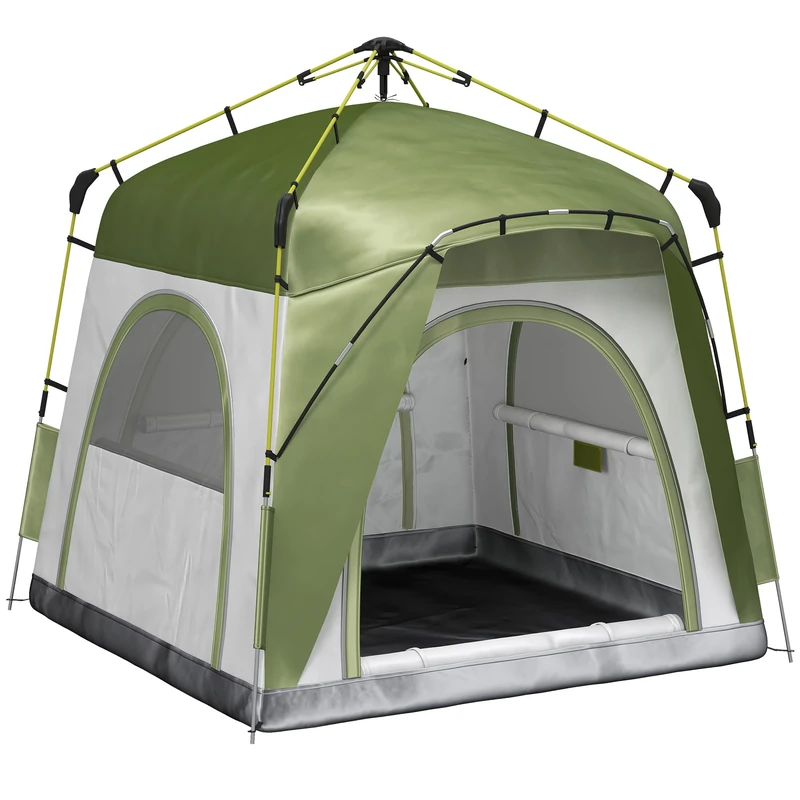 Outsunny 4 Person Automatic Camping Tent, Outdoor Pop Up Tent, Portable Backpacking Dome Shelter, Green