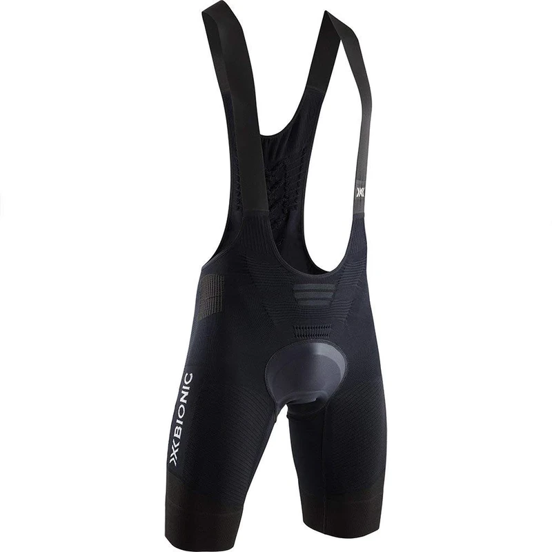 X-BIONIC Men Effektor 4.0 Bike Padded Bib Shorts - Opal Black/Arctic White, Small