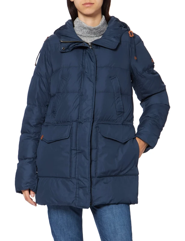 Camel Active Womenswear Women's 2r57 Coat Coat, Blue (Blue 42), 8 (Manufacturer size: 34)