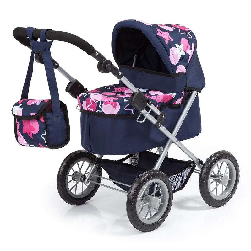 Bayer Design Dolls Pram Trendy, stroller, foldable, height-adjustable handle, with shoulder bag