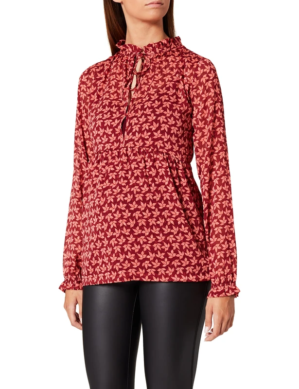 Queen Mum Women's Top Nursing Ls Maternity Long Sleeve Top Not Applicable, Multicolour (Spiced Coral P), 8 (Manufacturer Size: X-Small) - Image 1