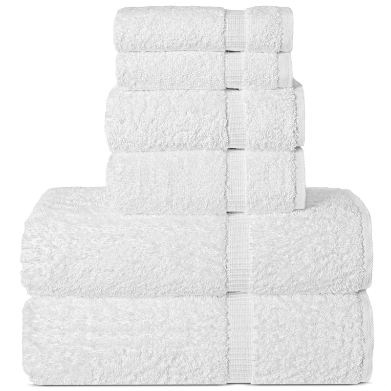 Chakir Turkish Linens Luxury Spa and Hotel Quality Premium Turkish Cotton 6-Piece Towel Set (2 x Bath Towels, 2 x Hand Towels, 2 x Washcloths)