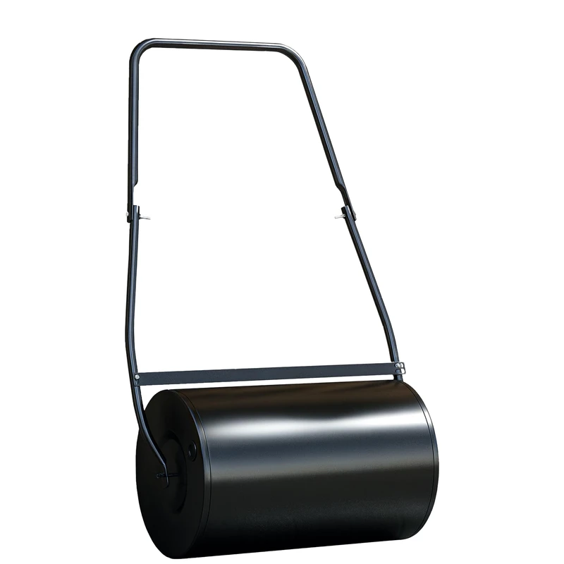 DURHAND 38L Garden Lawn Roller, Water Sand Filled Outdoor Grass Roller, Heavy Duty Metal Lawn Push Rolling Tool Aerator for Grass Seeding, Soil Levelling, Black