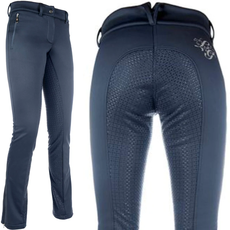 HKM Women's Moena Softshell Plain Jodhpur Riding Breeches, Deep Blue, 28