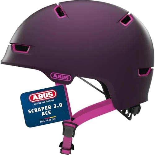 ABUS Scraper 3.0 ACE City Helmet - Durable Bicycle Helmet for City Traffic - for Women and Men - Purple, Size L