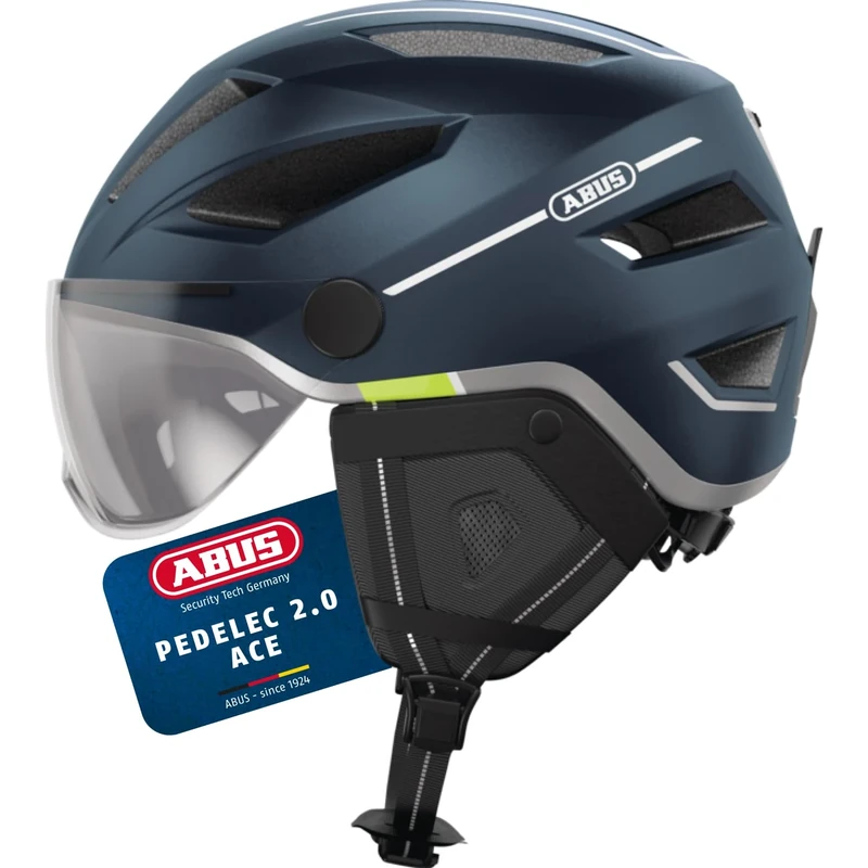 ABUS city helmet Pedelec 2.0 ACE - bicycle helmet with rear light, visor, rain cover, ear protection - for men and women