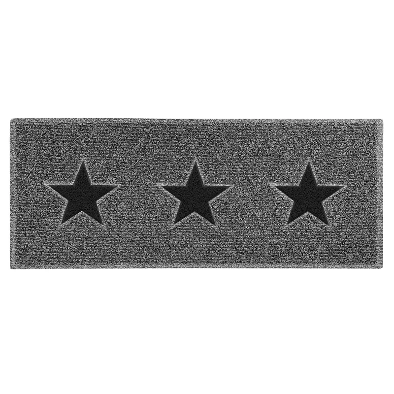 Nicoman Triple Stars Door Mat｜Entrance Barrier Dirt-Trapper Floor Mat｜Patio Garden Conservatory Doormat｜Indoor Outdoor Matt｜Charcoal with 3x Black Stars, Runner 150x60cm/5x2ft
