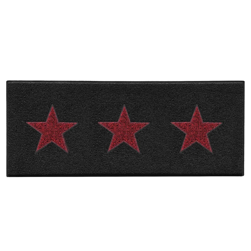 Nicoman Triple Stars Door Mat｜Entrance Barrier Dirt-Trapper Floor Mat｜Patio Garden Conservatory Doormat｜Indoor Outdoor Matt｜Black with 3x Red Stars, Runner 150x60cm/5x2ft