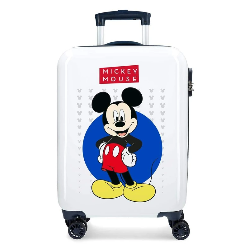 Disney Mickey Enjoy the Day White Cabin Suitcase 40x55x20 cm Rigid ABS Combination lock 34 Litre 2.8 Kg 4 Double Wheels Hand Luggage
