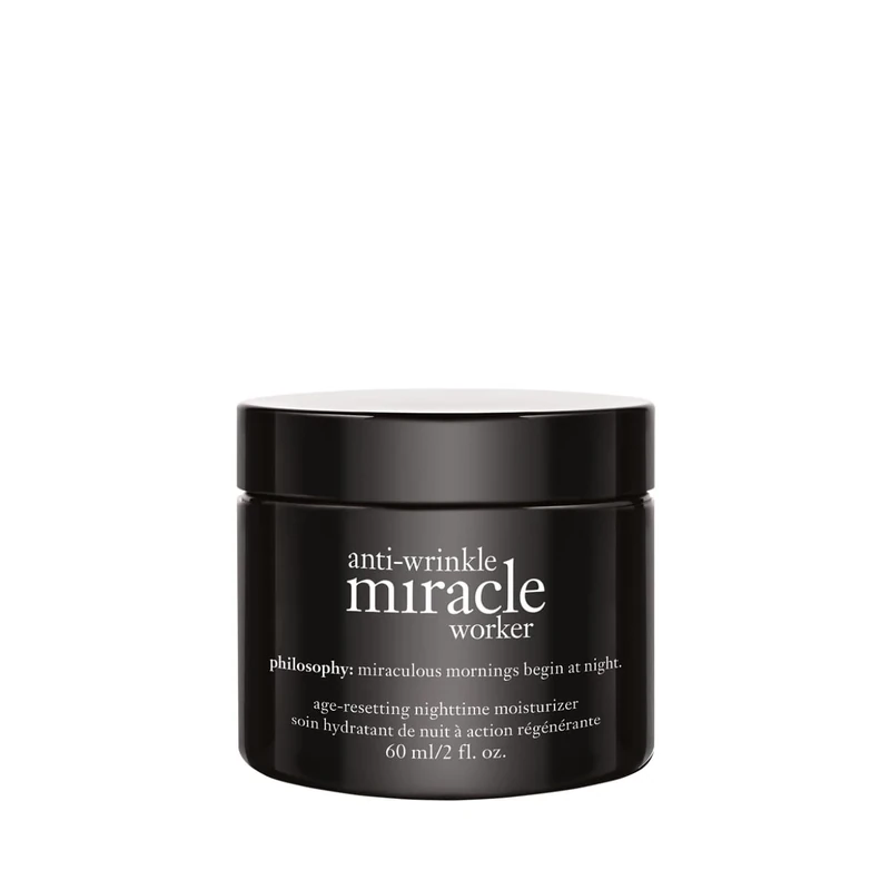 philosophy anti-wrinkle miracle worker night cream 60ml, night cream with vitamin c, hyaluronic acid & peptides, reduce the looks of fine lines, smooths wrinkles