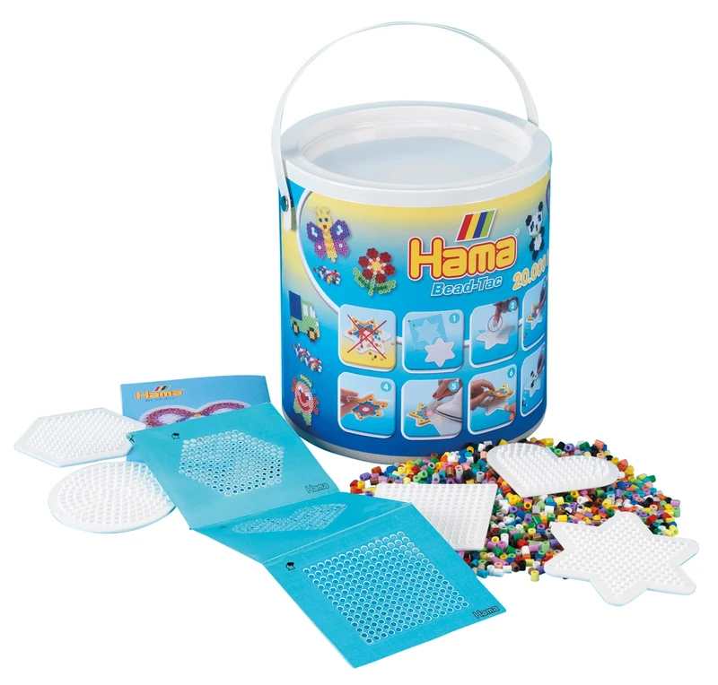 Hama 20,000 Beads & Pegboards in bucket