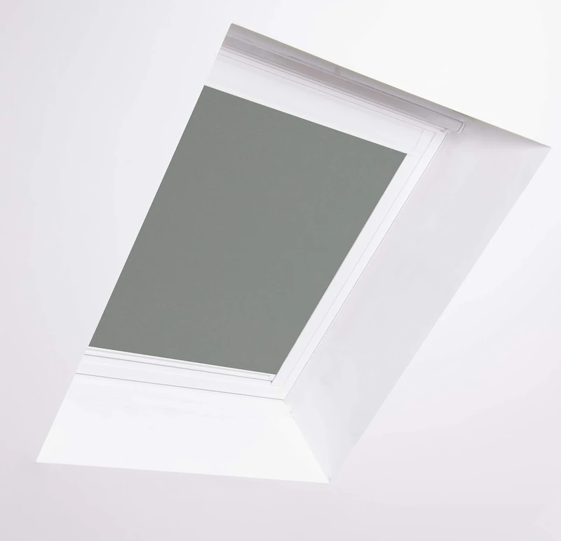 Bloc Skylight Blind 5 (78/98) for Fakro Roof Windows, Pewter Blackout - White Aluminium Frame - Image 1